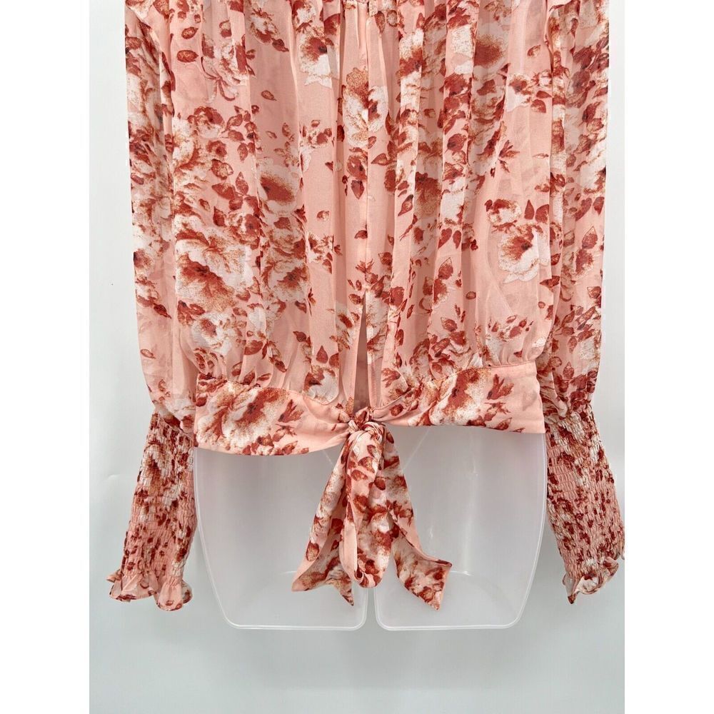 Bardot Remi Blouse Women's Small Long Sleeve Floral Sheer Tie Waist Long Sleeve - Picture 13 of 16